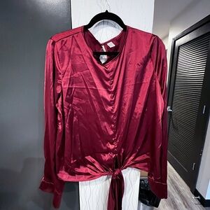 Amazon Women's Satin Blouse - Burgundy